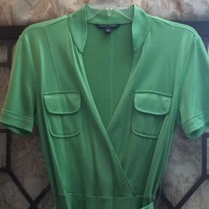 Banana Republic bright green for wrap dress M